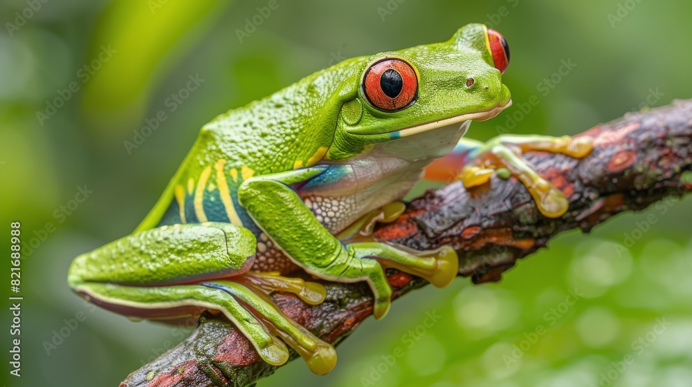 Obraz premium Frog With Red Eyes Sitting on a Branch