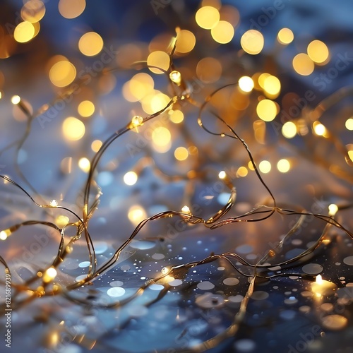 Twinkling fairy lights with a blurred background.