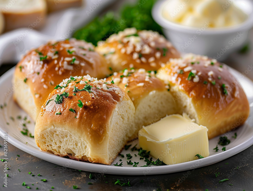 delicious looking dinner rolls with a side of butter delicious looking dinner rolls with a side of butter