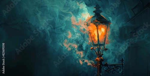 Street Lamp Emitting Flame photo