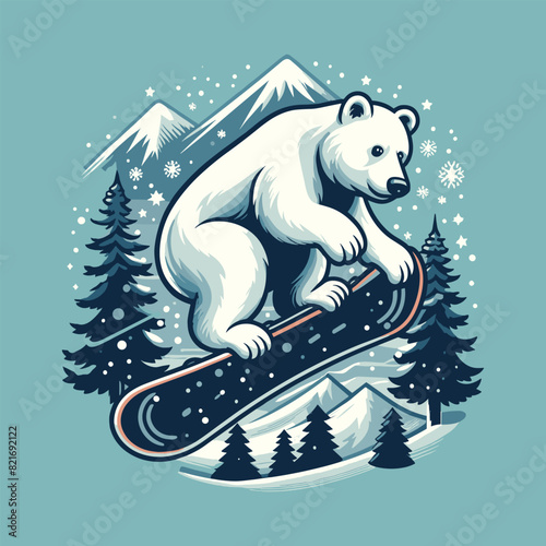 snowboarder a set of white polar bears who are engaged in vector design