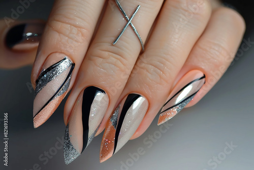 fashion manicure of nails on a beautiful textural background