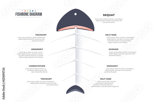Fishbone Diagram or Cause and Effect diagram. infographic template.