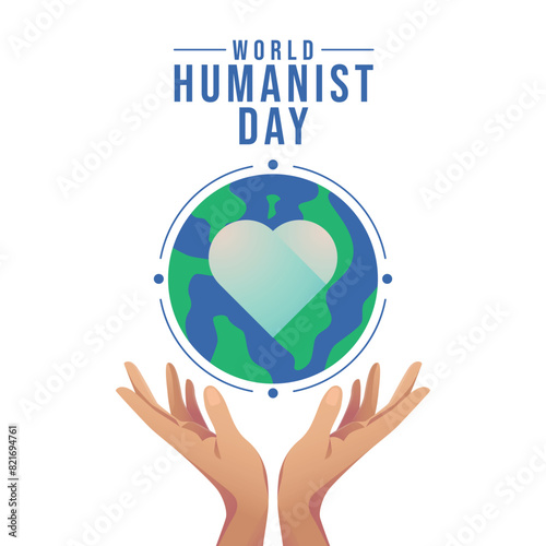World Humanist Day vector design template good for celebration usage. hand and globe vector design. flat design. vector eps 10.