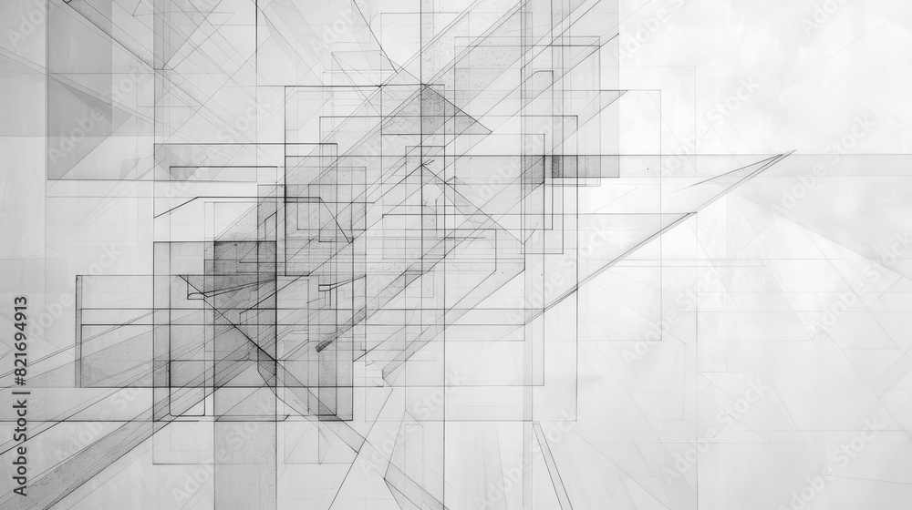 Fototapeta premium An array of squares and linear patterns intersecting at points that align with the golden ratio