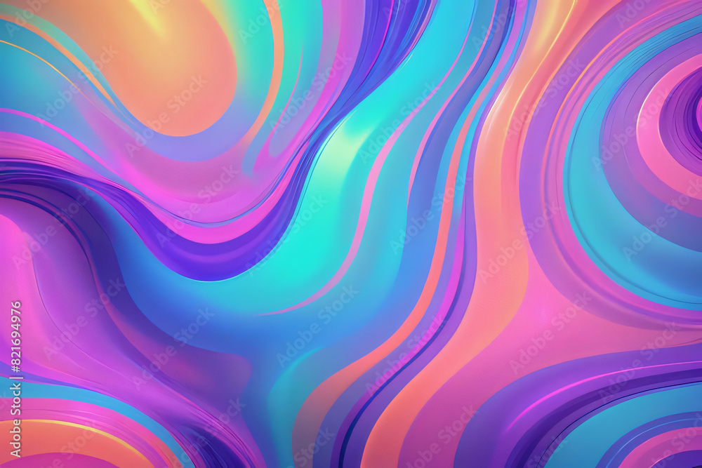 Obraz premium Holographic neon background ,Colorful psychedelic abstract. Pastel color waves for background 