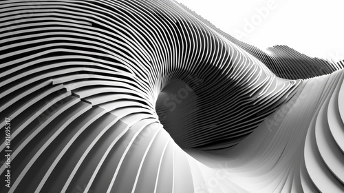 A bold arrangement of linear patterns that converge towards a focal point, guided by the golden ratio