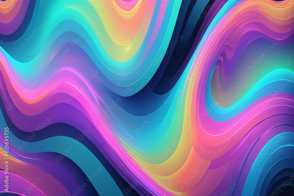 Fototapeta premium Holographic neon background ,Colorful psychedelic abstract. Pastel color waves for background