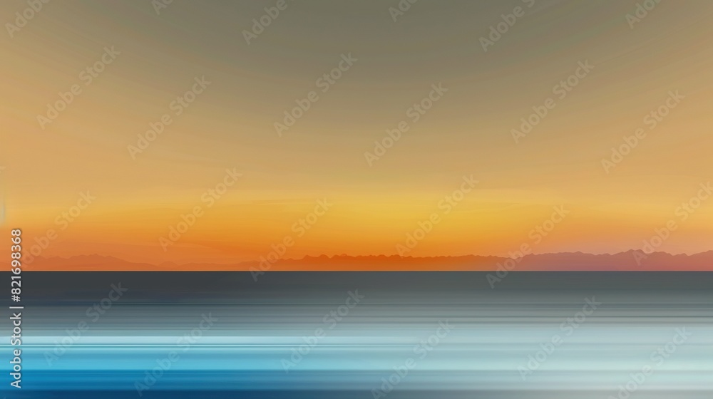   A watercolor depiction of a serene sunset scene featuring a bird soaring above the tranquil waters and majestic mountain range