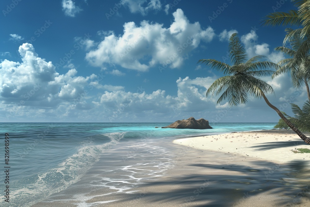 tropical beach summer in realistic 3d style by generative ai