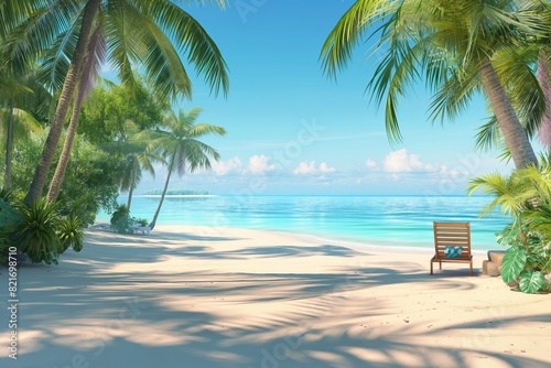 tropical beach summer in realistic 3d style by generative ai