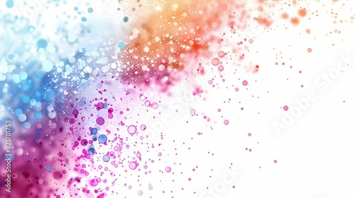 A cascade of particles in an abstract background, with a playful vibe and a colorful atmosphere, isolated on solid white background
