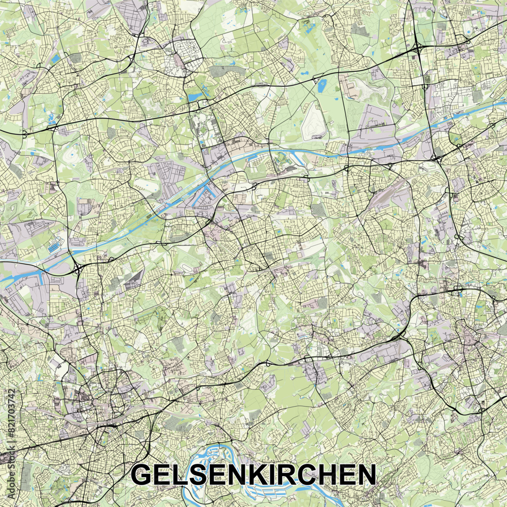 Gelsenkirchen, Germany map poster art
