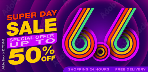 May 6th sale banner template. Special sale banner design. Big promotion to support online sales for 6.6 Advertisements for the web social media and online shopping.