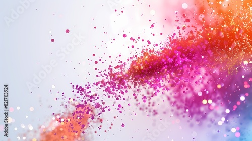 A cluster of particles in an abstract background, with a neon color scheme and a futuristic atmosphere, isolated on solid white background