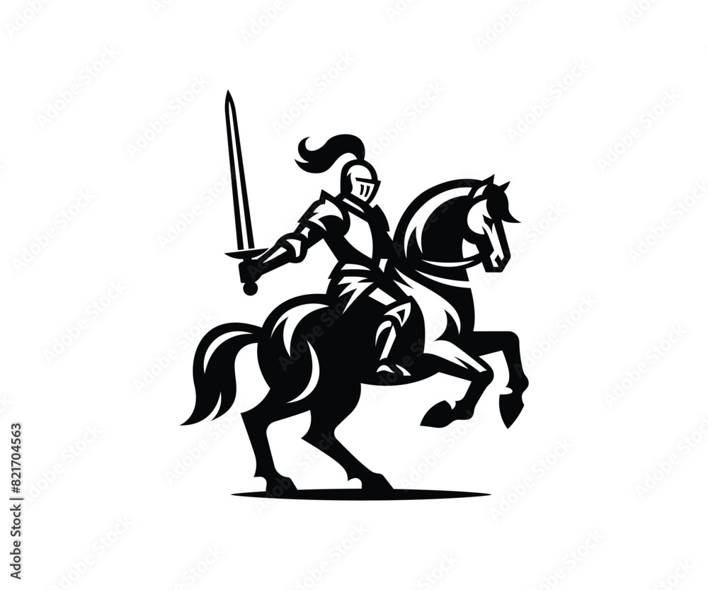 Fototapeta premium Knight riding on a horse logo