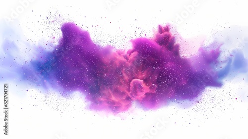 A cluster of particles in an abstract background, with a neon color scheme and a futuristic atmosphere, isolated on solid white background