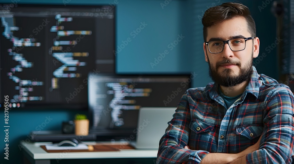 SQL Developer Working on Computer in Modern Workspace SQL Developer Working on Computer in Modern Workspace