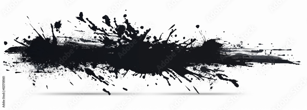 Fototapeta premium Black ink splatter on a white background