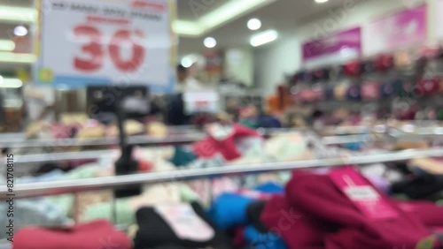 Defocused footage of clothing in a department store photo