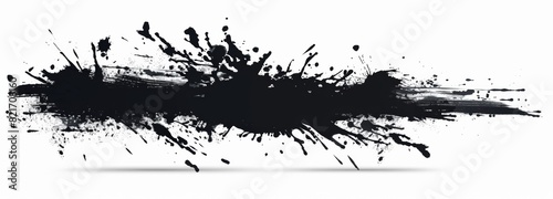 Black ink splatter on a white background