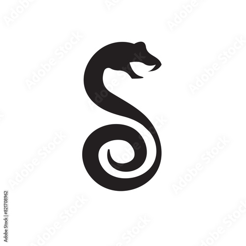 black snake icon vector illustration concept design template