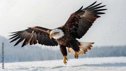 Eagle Flying in snow mountains