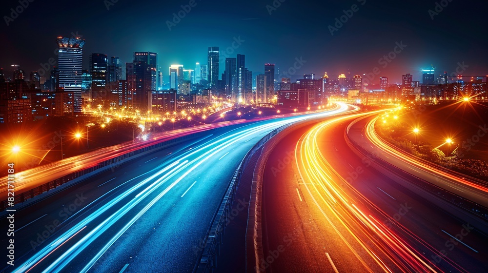 Urban street at night with blurred movement. Urban street at night with blurred movement.