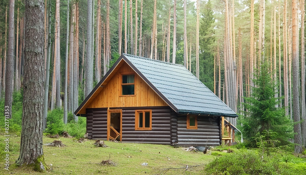 Generated image of bungalow in the forest Generated image of bungalow in the forest
