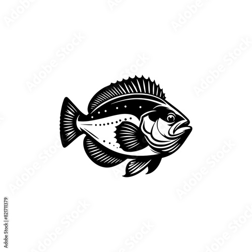 Serene Halibut Silhouette - Tranquil Beauty in Aquatic Form - minimallest halibut vector
