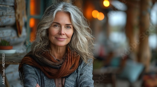 Wallpaper Mural Image of content senior lady on patio of her home. Torontodigital.ca