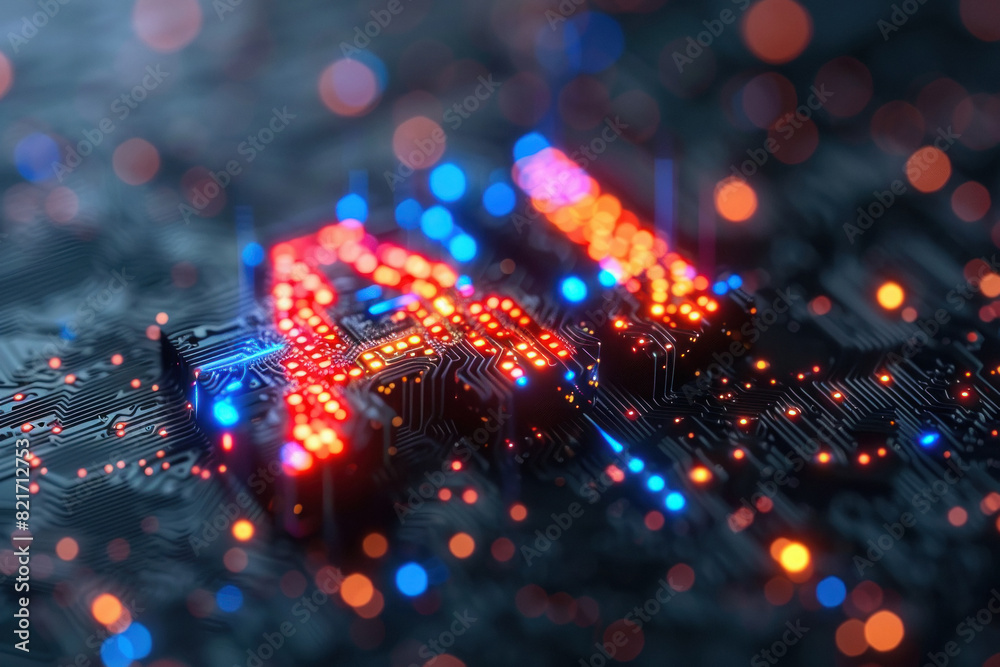 chipset illumination on the computer mainboard. The concept of computer, hardware, futuristic, electronics and technology. chipset illumination on the computer mainboard. The concept of computer, hardware, futuristic, electronics and technology.