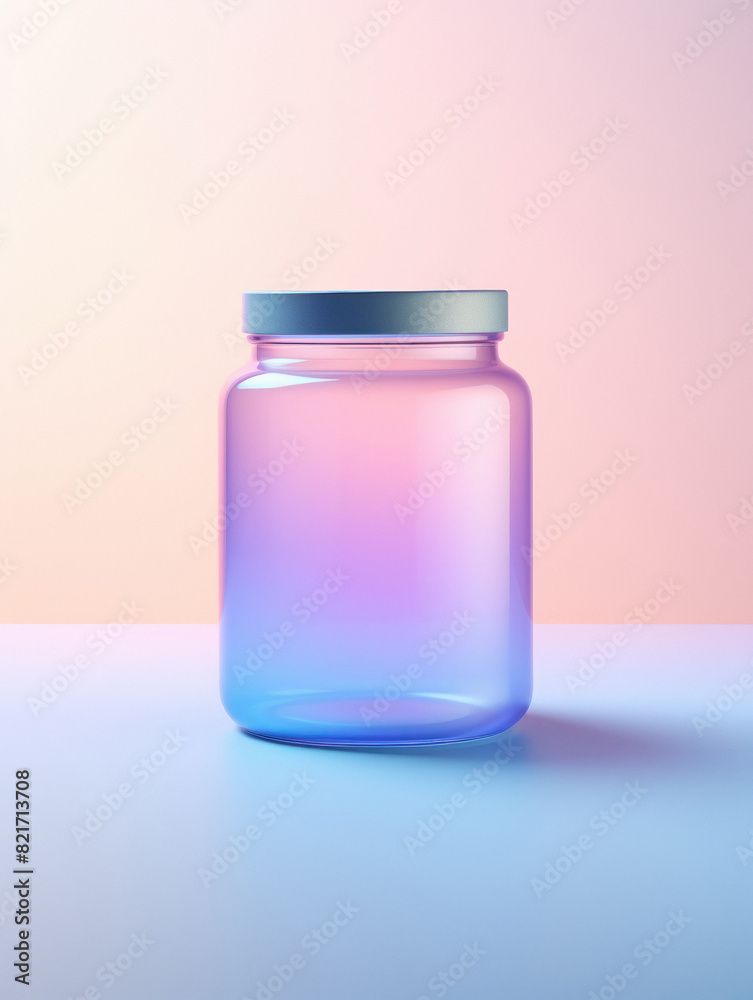 Beautiful minimalistic jar, pale gradient background Beautiful minimalistic jar, pale gradient background