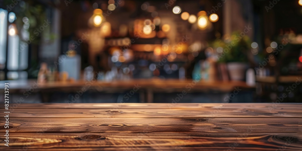 A wooden panel serves as the backdrop for a hazy cafe setting.