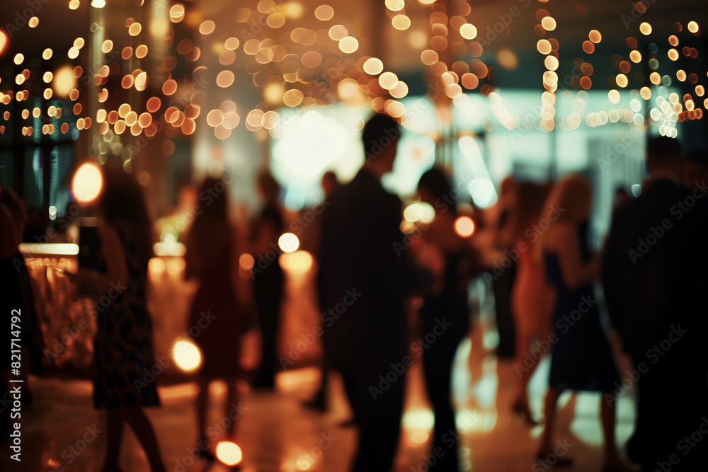 A lively party with people socializing and dancing, captured with bokeh lighting creating a vibrant and festive atmosphere. A lively party with people socializing and dancing, captured with bokeh lighting creating a vibrant and festive atmosphere.