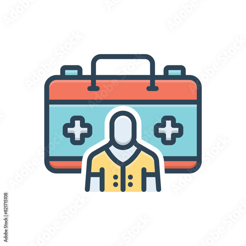 Color illustration icon for paramedics