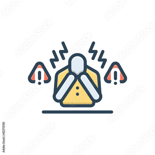 Color illustration icon for panic attack