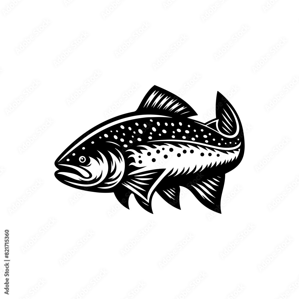 Fototapeta premium Enigmatic Salmon Silhouette - Mystical Splendor of Ocean Creatures - minimallest salmon vector 