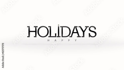 Simple and readable logo for a holiday company, featuring black Holidays in capital letters and Happy in small letters on a white background photo