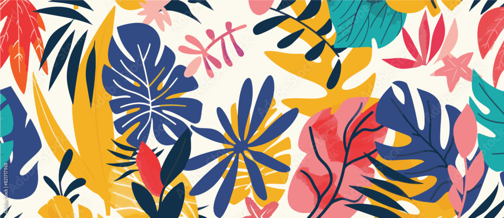 Summer tropical summer leaves and foliage background design