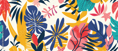 Summer tropical summer leaves and foliage background design