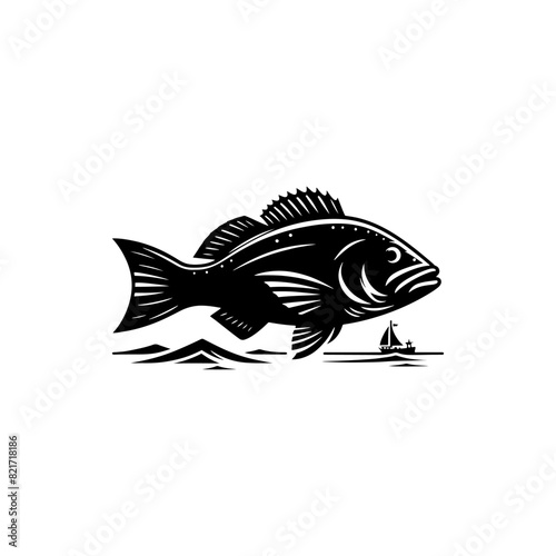 Tranquil Snapper Silhouette - Serene Elegance in Aquatic Design - minimallest snapper vector 