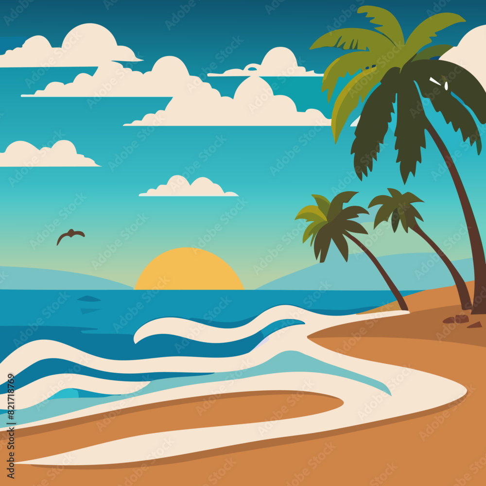 Fototapeta premium beach with palm trees
