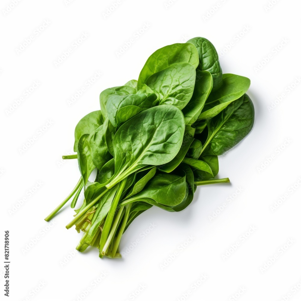 Bunch of spinach leaves on isolated white background Bunch of spinach leaves on isolated white background