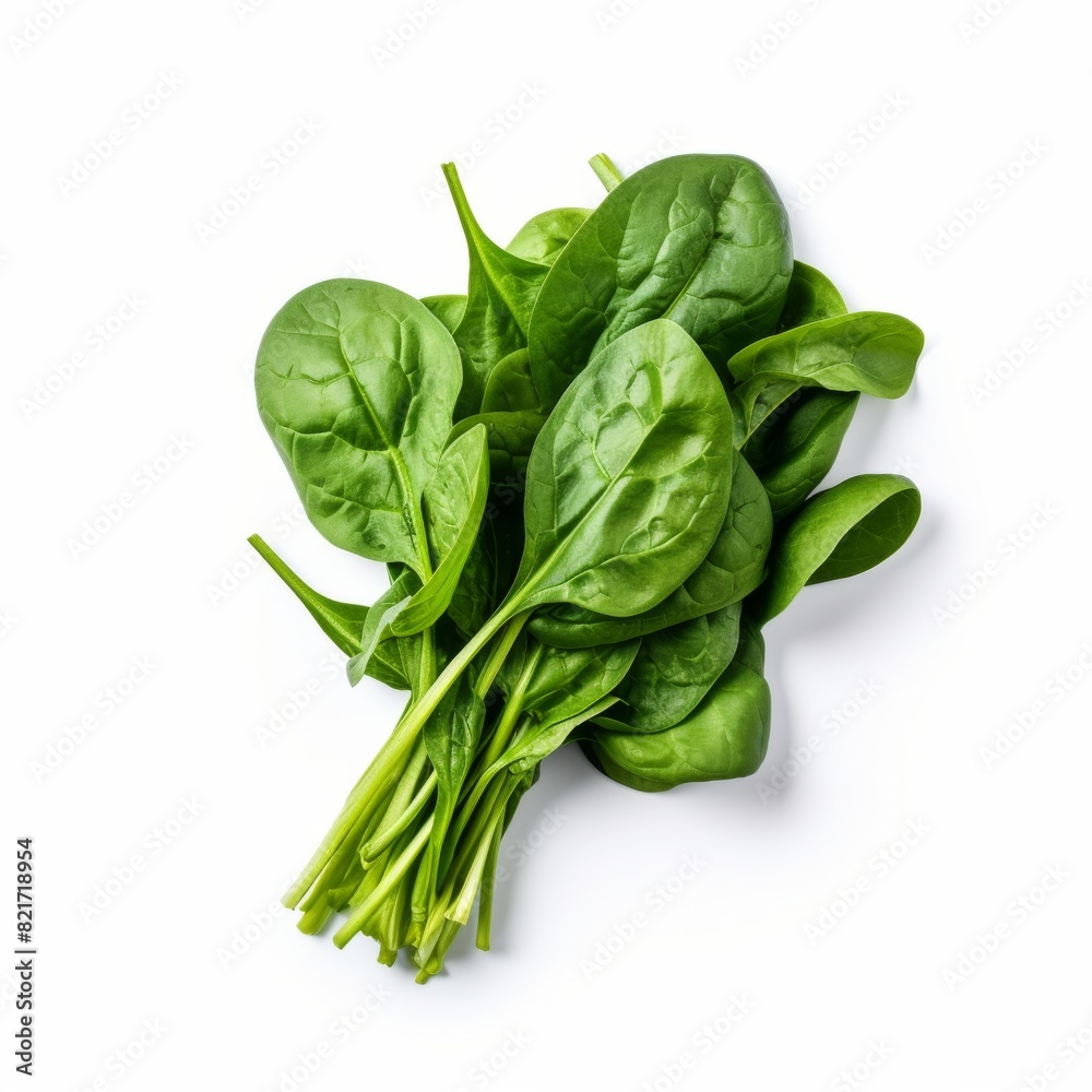 Bunch of spinach leaves on isolated white background Bunch of spinach leaves on isolated white background