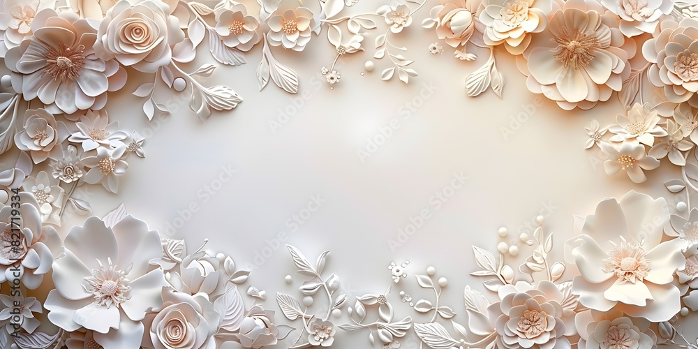 Elegant Floral Lace Frame with Delicate Pastel Tones and Intricate Details Elegant Floral Lace Frame with Delicate Pastel Tones and Intricate Details