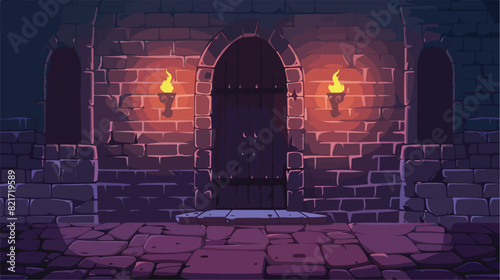 Castle dungeon brick wall cartoon background for game