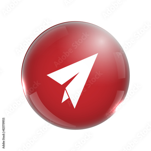 3d bubble with flying paper plane icon