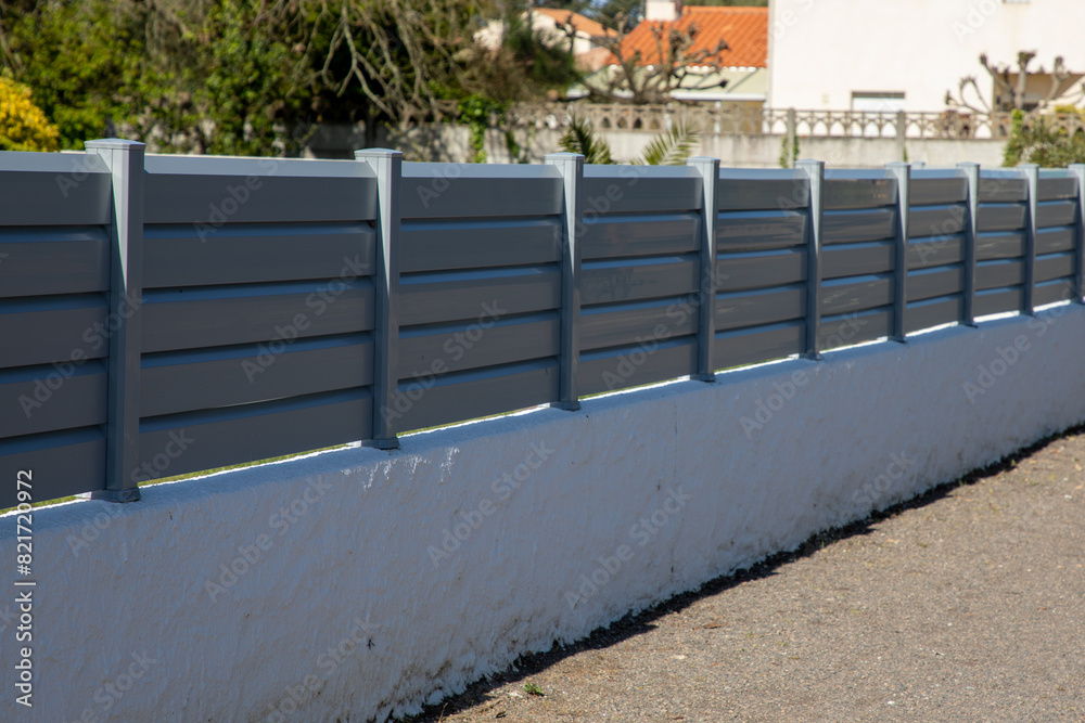 wall grey fence aluminium high barrier modern house protect view home garden wall grey fence aluminium high barrier modern house protect view home garden