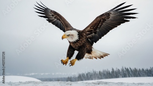 Eagle Flying in snow mountains